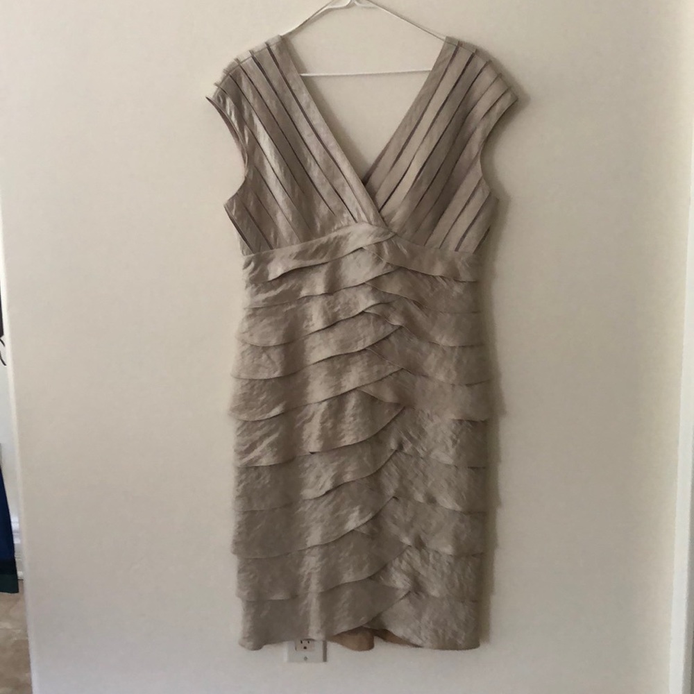 Sleeveless champagne color cocktail dress size 10.